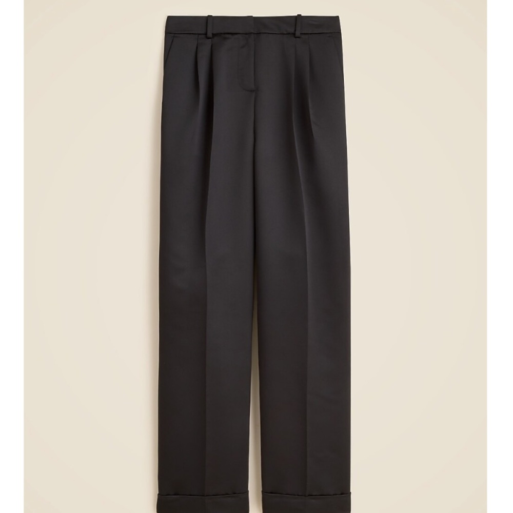 J. Crew Wide leg pleated pant in duchesse satin